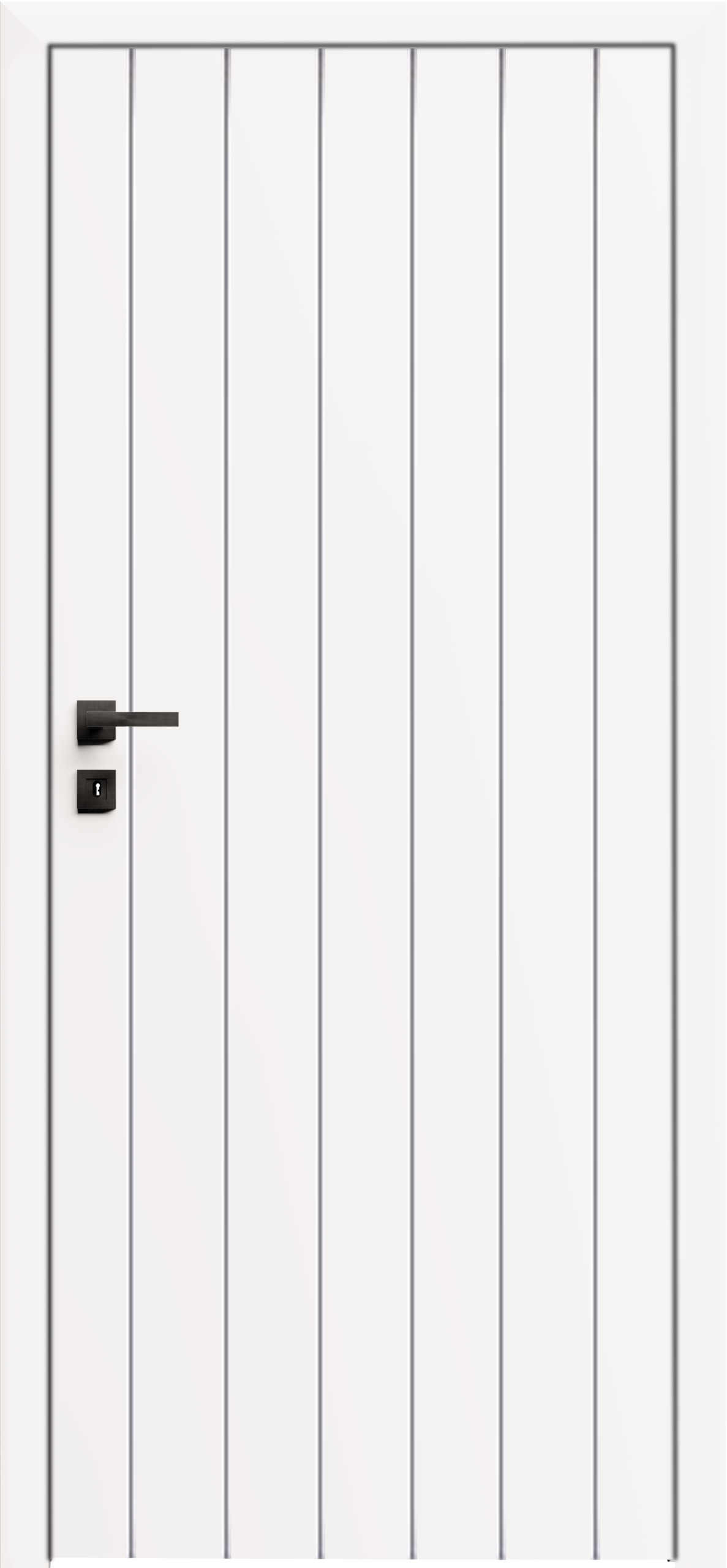 Интериорна врата в бяло с вертикални фрезовки